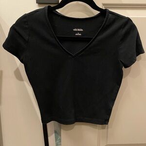 Wild Fable Black Fitted Crop T-Shirt
